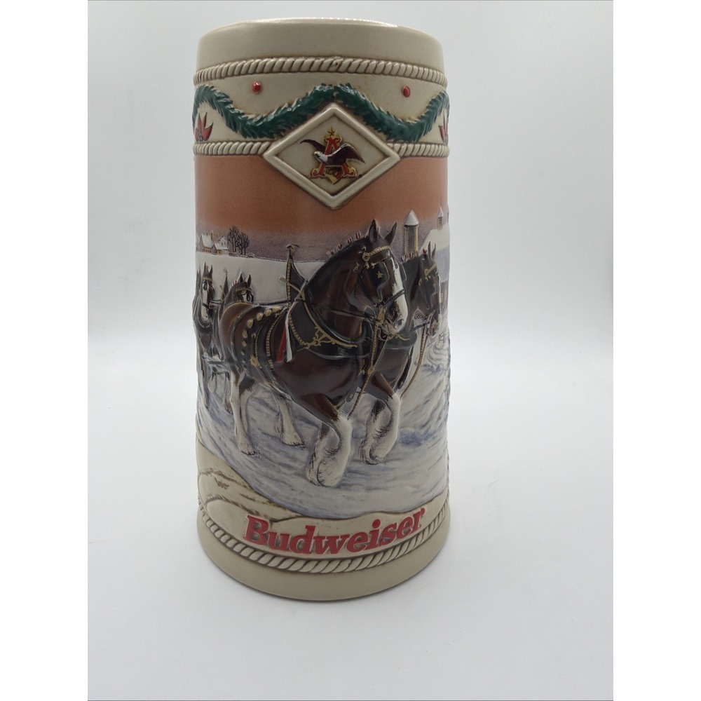 1996 Budweiser Holiday Stein American Homestead Clydesdales Anheuser Busch